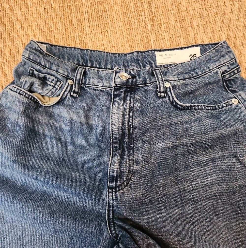 Rag & Bone Wide Leg Blue Denim Jeans Size 28 - Picture 2 of 5